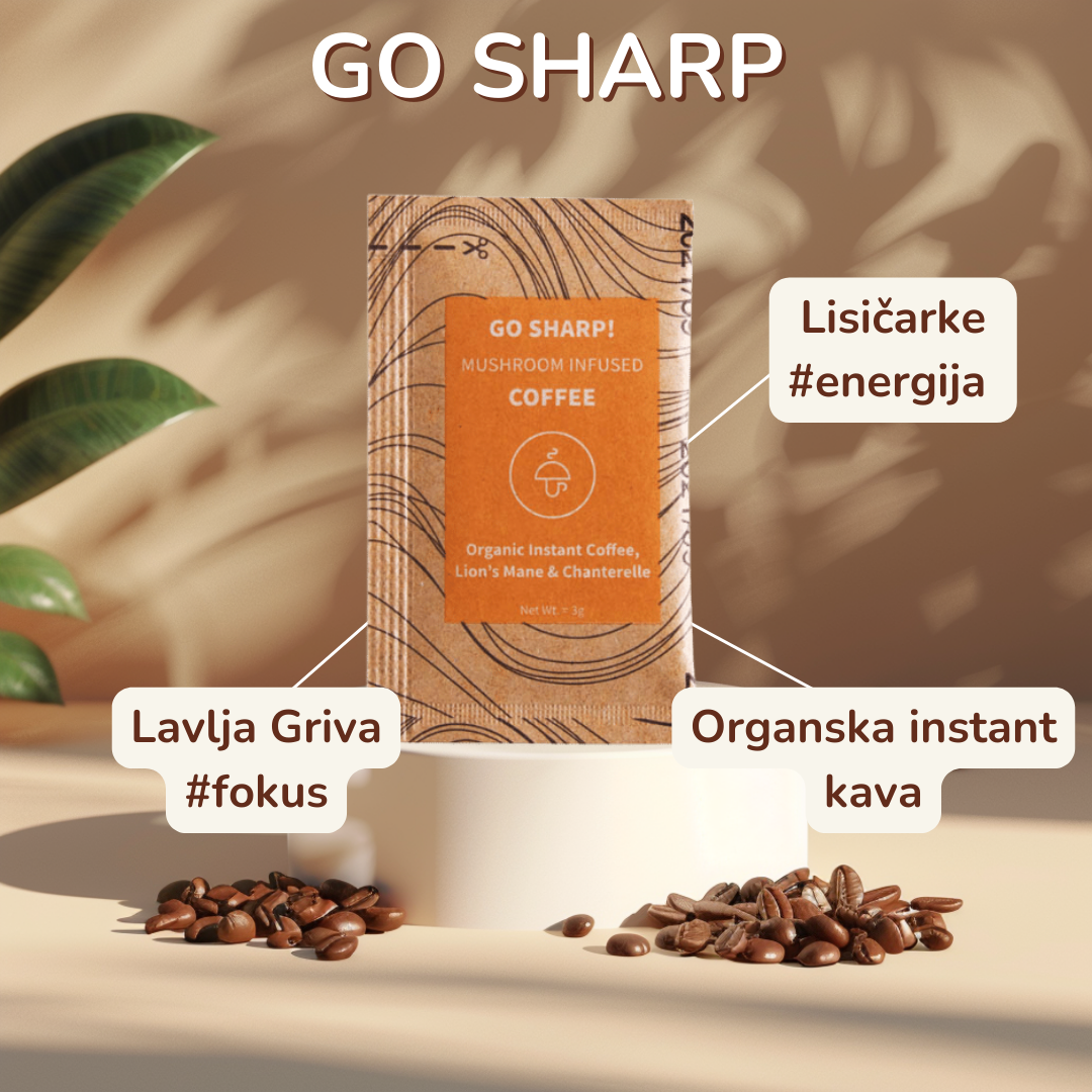 Go Sharp – organic instant coffee with Lion's Mane and Chanterelle